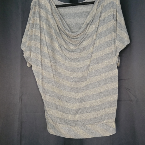 Cute Metallic Striped T with a Cowl Necked Back - Picture 2 of 3